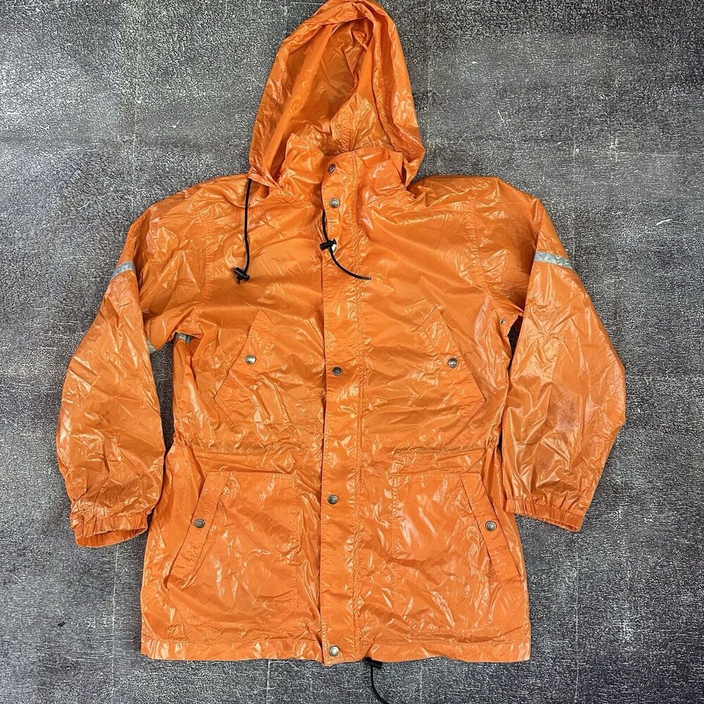 Men's Vintage Polo Ralph Lauren Sport Orange 3M Reflective Windbreaker Jacket L